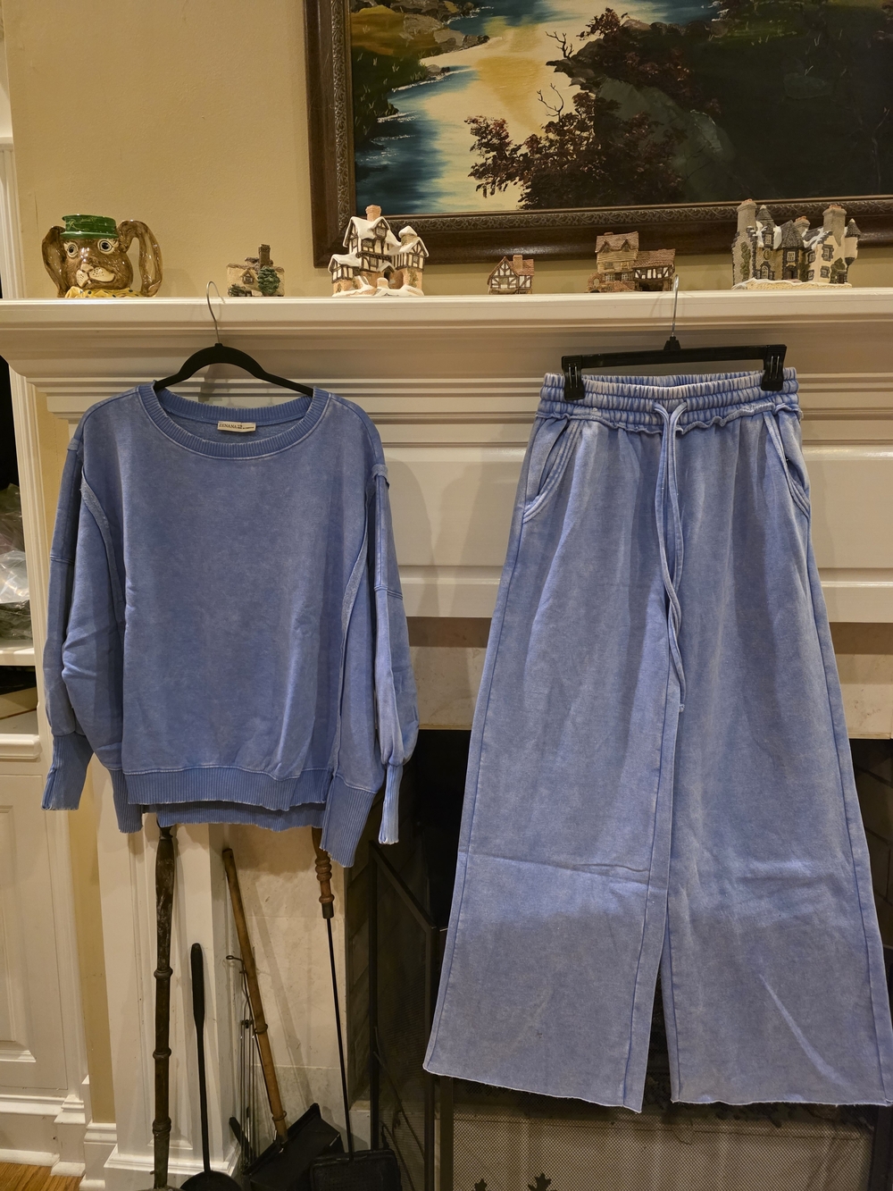 Zenana Outfitters Washed Marlin Wide-Leg Pants And Batwing Sweatshirt Set